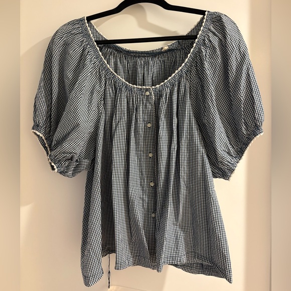 Doen Blue Gingham Tennessee Top size XL - Picture 2 of 5
